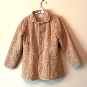 Bella Bliss Brown Quilted Peacoat Tweed Herringbone Peplum Size 4 Like New